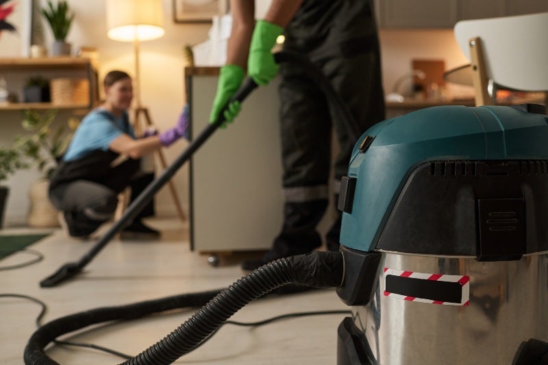 Water damage cleanup with vacuum equipment in Jacksonville, FL